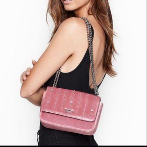 NWT Victoria's Secret Dusty Pink Velvet Stud Small Bond Street Shoulder Bag